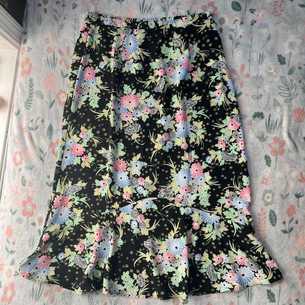 Sag Harbor Vintage 90s Floral Midi Skirt 14 Fairy Grunge Retro Whimsical Cottage